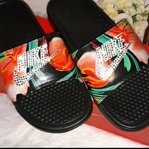 Custom bling tropical Nike Slides Benassi - Picture 2 of 8